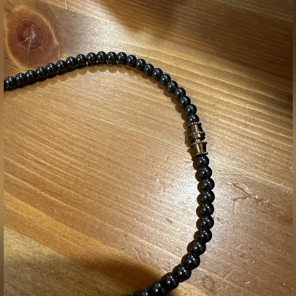 Black Beaded Hematite Necklace - Picture 3 of 7